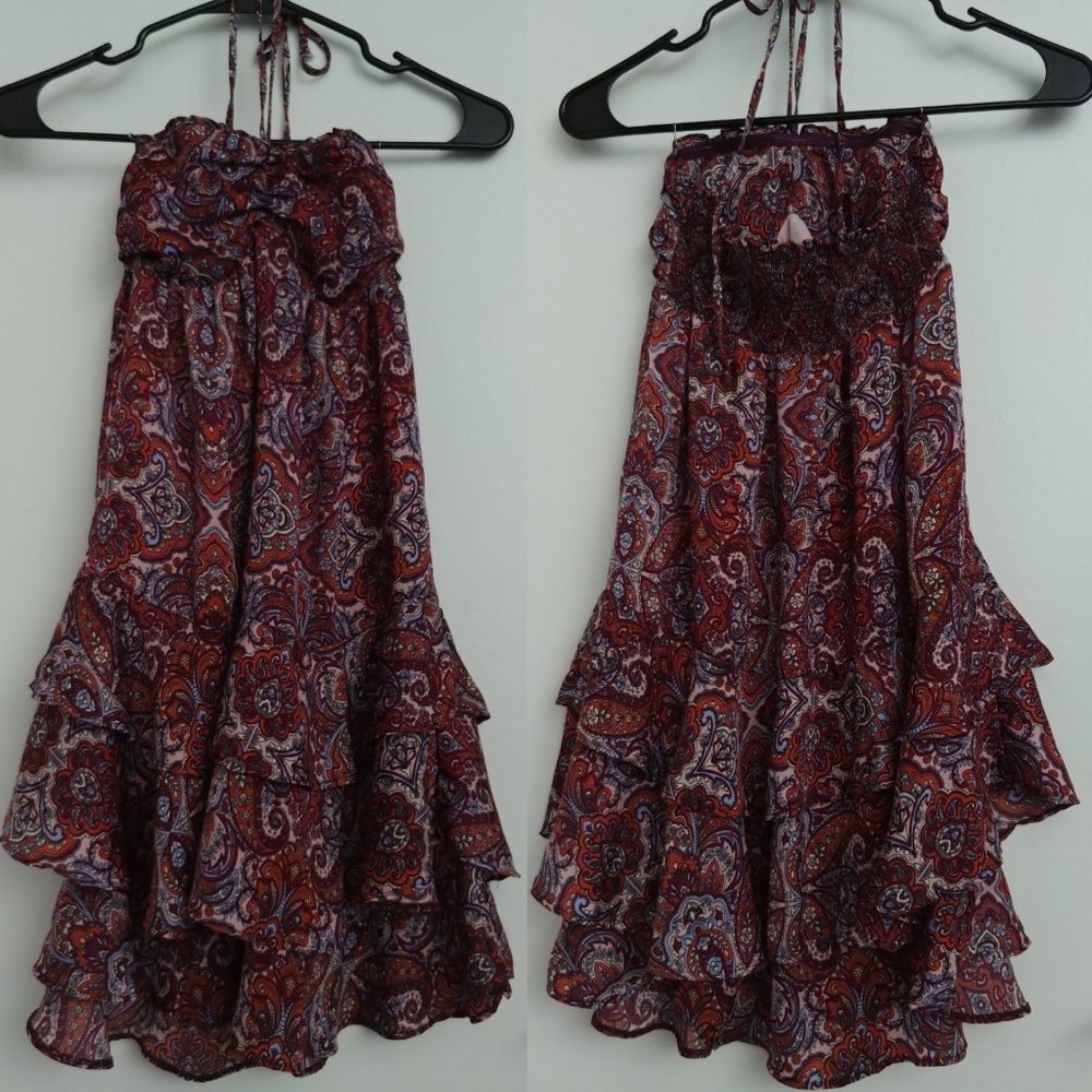 H&M Ruffle-tiered Paisley-patterned Dress